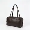 Bolso Boston de Bowling de Piel de Cordero de Primera Capa Cuero Genuino Para el Trabajo Viaje Cotidiano Debajo del Brazo de Mano Bolso de Hombro de Gran Capacidad para Mujer Mujer