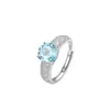 Anillo de Piedra de Cristal Natural Plata de Ley S925 Engaste de Cuatro Garras Granate Peridoto Anillo de Piedras de Colores Suministro Exclusivo Transfronterizo