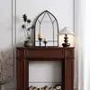 Decoración de Chimenea Retro Francesa Gabinete Estrecho Madera Maciza Color Nogal Mesa de Exhibición para B&B Divisor de Sala de Estar Gabinete de Entrada Estante de Almacenamiento