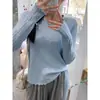 Blusa de tricô gola redonda manga longa feminina para usar por baixo 2026 Outono Inverno Novo Suéter Branco Slim Fit Toque de Luxo Camada Base