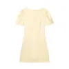 Vestido de Color Sólido Nuevo para Mujer Verano 2026 Casual de Manga Corta Corto Estilo Vintage Estilo Europeo y Americano Vestido con Bolsillo Plisado