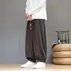 Pantalones de pana de pierna ancha con puños elásticos, adecuados para primavera y otoño, con estampado de cuadros, diseño retro estilo chino y corte holgado, oversized para hombre