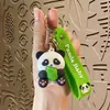 Llavero de Animal Sentado Cadena para Bolso Coche Colgante Muñeco Panda de Bambú Navidad Silicona Venta al por Mayor A partir de 10 Piezas