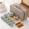 Horno Ru Caqui Ruyi Tetera de Mano Set de Té de Viaje con Tetera de Cerámica Agrietada Logo del Set de Té de Viaje Disponible