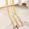 Pulsera Dorada de Capas para Mujer de Estilo Simple - Cuentas Cristal Cuadrado Zircón Cuerda Clip Cubano Apilable Impermeable