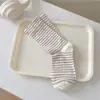 Nuevos Calcetines de Rayas Color Crema Estilo Coreano Ins Primavera y Otoño Calcetines Coloridos Dopamina de Media Pantorrilla Estilo Japonés Simples Calcetines Postparto
