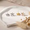 Pendientes de Borlas para Transmisión en Vivo Moda Redondos Gota de Agua Cuadrados Pétalo Parche Zirconia Stud Pendientes Mujer Perla Lujo Ligero