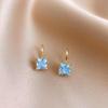 Pendientes Poliedros Asimétricos de Diamante Cuadrado Blanco y Negro Exquisitos Pequeños Simples Cuadrados de Circonita Pendientes Versátiles para Mujer