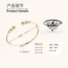 Pulsera de Plata de Ley S925 de Tres Piedras Burbuja, Sencilla y Versátil, Apilable, Pulsera Abierta de Moissanita Color D para Mujer, Exclusivamente para Ventas Transfronterizas