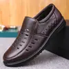 Zapatos de cuero para hombre hechos de piel de vaca de plena flor, talla 47, estilo business casual, suela suave, punta redonda, adecuados para hombres de mediana edad y ancianos, y se pueden usar como sandalias