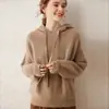 Sudadera con capucha de lana de cabra suave para mujer, nueva temporada Otoño e Invierno 2026, holgada, corta, casual, suéter con capucha de punto