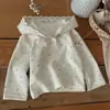 Blusa de manga larga con estampado floral y gofres, ribeteada con encaje, estilo INS, para bebés y niños pequeños, base dulce con cuello de encaje para niñas