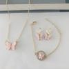 Cross-border New Hot Oil Dropping Plate Diamante em Borboleta Dourada Casual Pulseira Anel Colar Brincos Terno feminino