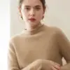 26 Novos Suéteres de Cashmere de Alta Qualidade Outono/Inverno para Mulheres, Gola Alta Meia, Cor Sólida, Suéter de Tricô Versátil, Top Básico Soltinho