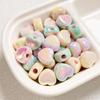 Alta qualidade bonito creme de duas cores pequeno amor grande buraco frisado diy pulseira artesanal colar material acessórios de jóias