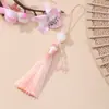 8cm Lótus de Três Camadas com Borla Artesanal DIY Pingente para Celular Pingente para Interior de Carro Acessório de Bolsa Decoração para Pendurar Modelo Atacado