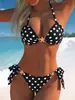 2026 Novo Estilo Resort Transfronteiriço Estrela-do-Mar Estampa Europeia e Americana Decote Halter Sexy Push-Up Amarração Biquíni Maiô para Mulheres