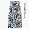 Calça Scimitar Estampada Feminina Outono 2026 Nova Estilosa Fina de Pernas Largas Cintura Alta Fluida Mais Vendida Casual Feminina