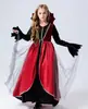 Disfraz Gótico de Vampiro Rojo y Negro para Niños de Halloween, Disfraz de Princesa Oscura de Palacio para Actuación