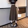 Falda Negra de Tiro Alto para Mujer, Primavera y Verano, Falda Midi Acampanada de Corte A, Favorecedora para Figuras Pequeñas, Falda Bodycon