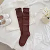 Calcetines de Pantorrilla Estilo Primavera con Relieve Hueco, Calcetines Largos de Algodón Resistentes con Encaje Vintage, Calcetines de Pantorrilla Holgados Adelgazantes y Dulces para Mujer