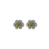 Yiluyin Jade Natural Hetian Plata de Ley S925 Chapado en Oro Flor de Ciruelo de Jade Flor de Esmalte Estilo Antiguo Pendientes de Plata Venta al por Mayor