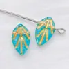 Cuentas de Vidrio Checo con Detalles Dorados, Cuentas de Vidrio con Diseño de Hoja, Pulsera y Collar Hechos a Mano para DIY, Cuentas Sueltas, Accesorios para Joyería