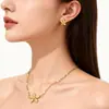 E-commerce Transfronteiriço Popular Brincos Estilo Pétala Ins Brincos Pétala Textura Aço Titânio Ouro 18K Retrô Joias Femininas