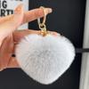 Coreia do Sul Ins Coelho Rex Fofo Bola de Pelúcia em Forma de Coração Chaveiro de Carro Pendurado Bolsa Criativa Distinta Pingente de Amor Chave