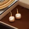 Estilo Francés Sencillo Rosa Claro Cubo de Azúcar Ganchos para Orejas Lujo Ligero Temperamento Pendientes de Gama Alta Venta al por Mayor