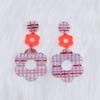 Nova Cor Contraste Pequena Flor Oca Brincos Brincos Moda Simples Doce Costura Acrílico Brincos Orelha Acessórios Mulheres