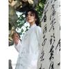 Camisa Blanca Nueva para Hombre China Manga Larga Botón Estilo Chino Lino Estilo Tang Manga Corta Bata Taoísta Chaqueta Camisa