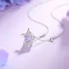 Colar estrela original com corte flor de gelo para mulheres, prata pura, estilo coreano, design fresco e único, corrente para clavícula com zircônia roxa brilhante