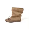 Botas de moda con lazo para mujer, nueva colección de otoño 2026, botines plisados retro, efecto adelgazante, con tacón oculto