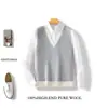 Nuevo Chaleco de Lana para Hombre Otoño/Invierno 2024, Chaleco de Punto sin Mangas con Cuello en V para Hombres Jóvenes y de Mediana Edad, Camiseta Interior de Rayas