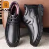 Zapatos de Cuero para Hombres Mayores, Zapatos Clásicos Cálidos de Algodón, Zapatos de Cuero Casuales, Zapatos Clásicos para Padres de Edad Media y Mayores, Zapatos de Cuero de Primavera para Hombres