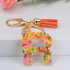1 Peça Argila Macia Pedaços de Fruta Letra em Inglês Chaveiro de Resina Moda Feminina Simples Pingente para Bolsa com Chave de Borla