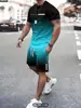 Traje de camiseta de manga corta de verano de moda para hombre con estampado digital TEMUSHEIN3D transfronterizo para playa
