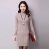 Suéter de otoño e invierno de longitud media con falda, jersey de mujer estilo coreano, suelto, de talla grande, con cuello alto y giro medio