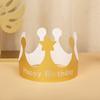 Chapéus de Aniversário, Chapéus Coroa para Bolo de Aniversário no Atacado, Chapéus de Desenho Animado para Crianças, Suprimentos de Festa de Papelão Dourado para Adultos