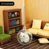 Talla de Madera Original Gato de Pie Dibujo Animado Juguete de Resina Adorno Creativo Lindo Mascota Sorpresa Juguete Pequeño en Cápsula Llavero Colgante