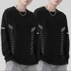 Camiseta de manga larga para hombre de color liso Sorona, versátil, corte holgado, cuello redondo, para primavera y otoño, top casual moderno