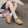 Botas de nieve gruesas de invierno para hombres y mujeres, zapatos cálidos de algodón y cuero genuino, botas bajas planas antideslizantes de talla grande, talla 43