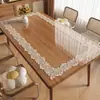 Tapete de Mesa Transparente Mantel Rectangular Impermeable y a Prueba de Aceite Sin Lavado Vidrio Suave de PVC Superficie de Mesa Tapete Protector Semitransparente Tapete de Mesa