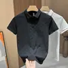 Camisa Polo de Manga Curta com Gola Reversível para Homem, Camiseta de Verão de Marca Tendência, Estilo Coreano Slim Fit, Top Versátil Tendência Novo 2025