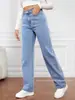 Nuevos Jeans Europeos y Americanos Transfronterizos de Amazon Aliexpress Jeans Rectos Ajustados de Cintura Alta para Mujer Estilo Caliente
