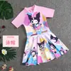 Vestido de Banho para Meninas de Verão Peça Única Estampa de Desenho Animado Estilo Princesa Roupa de Banho de Secagem Rápida para Meninas nos Tamanhos Grande, Médio e Pequeno