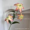 Flor Artificial Lirio de Fuego de 3 Cabezas Impresión 3D al Tacto Alta Gama Jialan Lirio de Fuego Boda Hogar Exportación