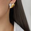Colgante de amor con costuras bicolor en acero dorado de estilo francés, cadena de hueso de serpiente, joyería de acero de titanio, pendientes de estilo frío