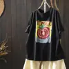 Camiseta Feminina de Manga Curta com Design Único, Estilo Coreano, Tamanho Plus Size, Disfarça a Barriga, Rejuvenescedora, Super Popular no Verão, Algodão, Gola Redonda, Mht